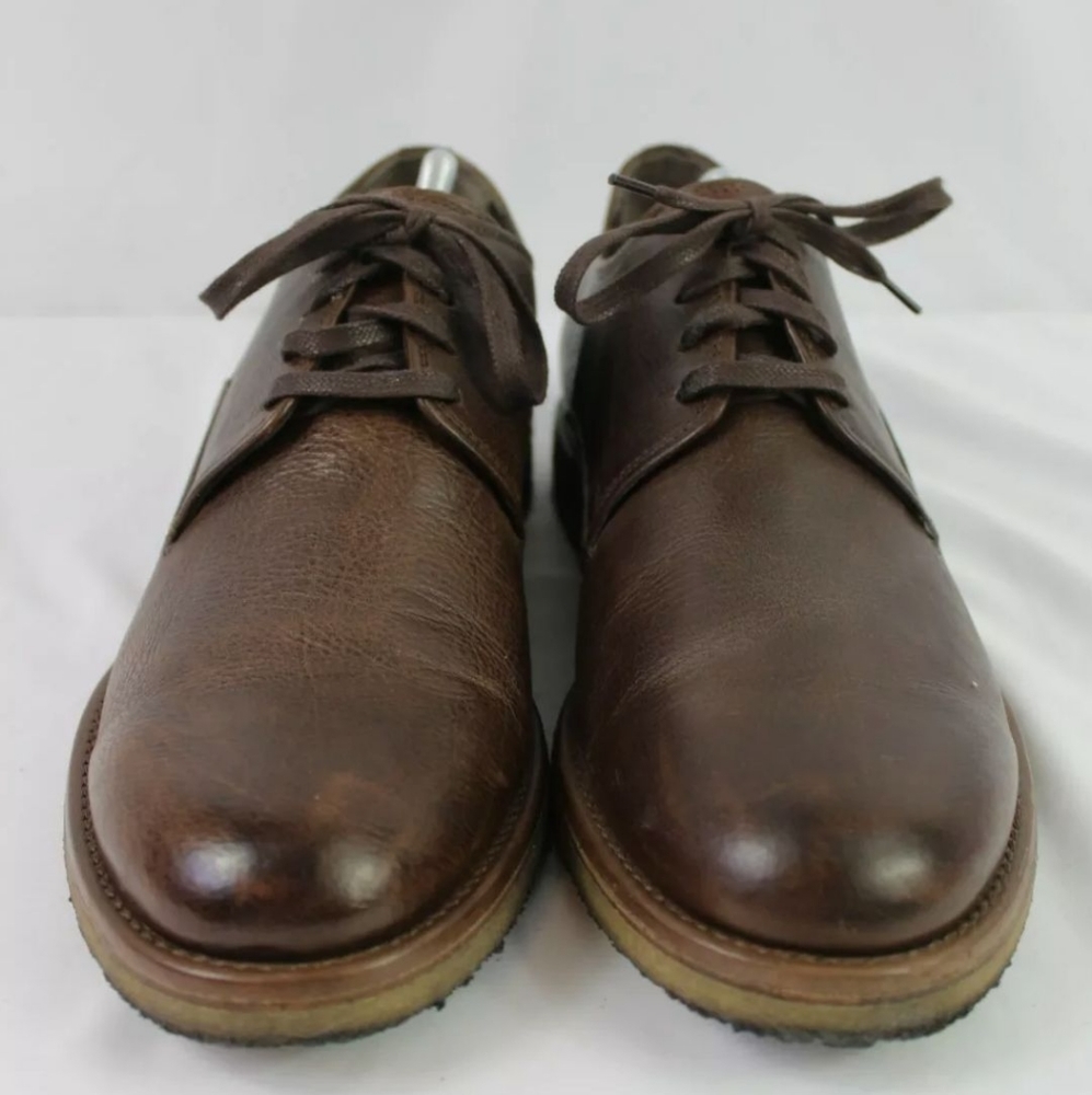 Allen Edmonds Southside Size 10 D Brown Plain Toe Blucher Dress Casual Tie Shoes - Picture 5 of 9